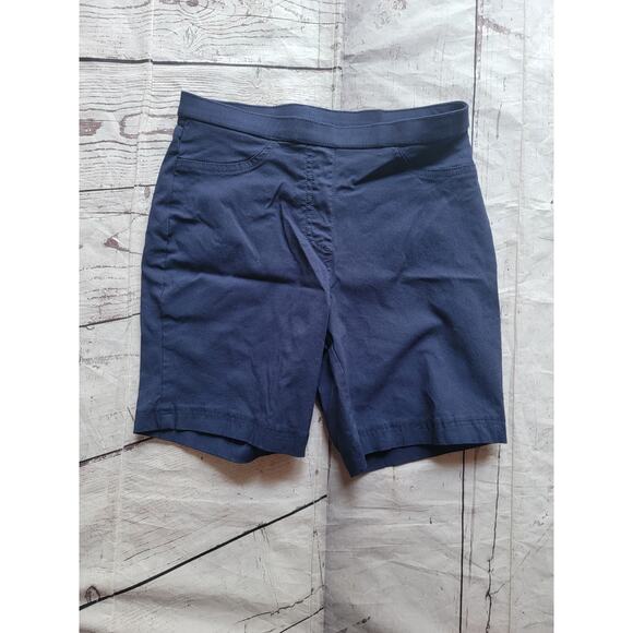 Laura Scott Shorts Womens SP Navy Blue Chino Flat Front Elastic Ladies - Picture 1 of 7